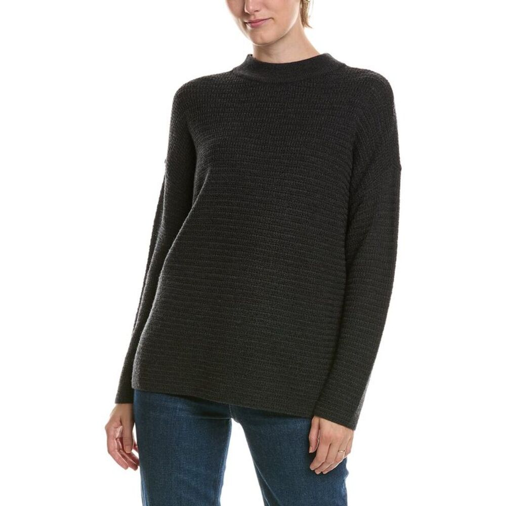 Eileen Fisher Womens Mock Neck Wool Sweater, Gray